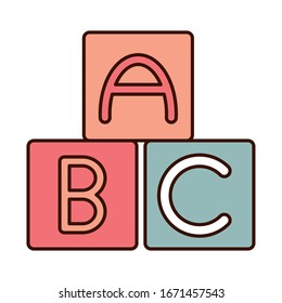 school education alphabet abc blocks supply vector illustration line and fill style icon