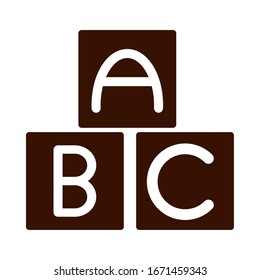 school education alphabet abc blocks supply vector illustration silhouette style icon