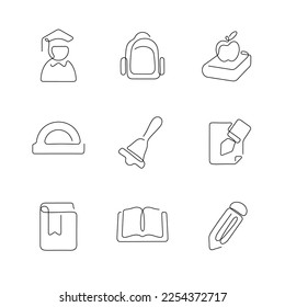 School education artistic style continuous line icons. Editable stroke.