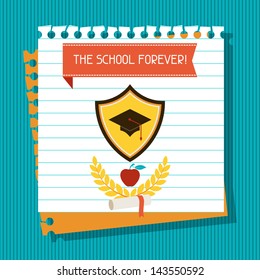 School and education background with sticky papers.