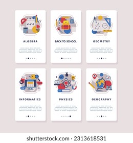 School Education Banner Design with Educational Objects Vector Template