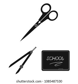 School and education black icons in set collection for design.College, equipment and accessories vector symbol stock web illustration.