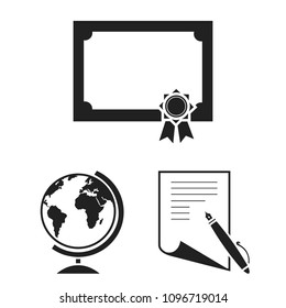 School and education black icons in set collection for design.College, equipment and accessories vector symbol stock web illustration.