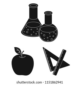 School and education black icons in set collection for design.College, equipment and accessories vector symbol stock web illustration.