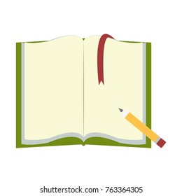 School and education. Book with pencil - vector
