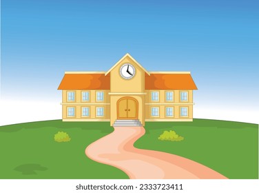 School, education, building, landscape vector.