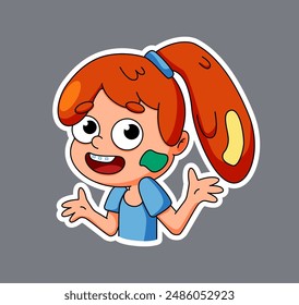 School education. Cartoon child studying. Clever girl. Teenagers portrait. Students gesture. Surprised kids face. Young person in class. Elementary learner. Smart schoolgirl. Vector amazed schoolchild