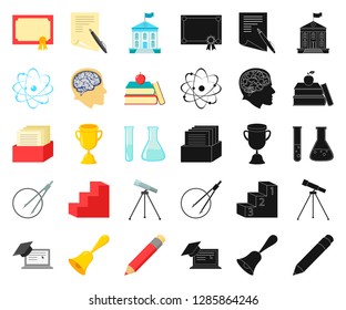 School and education cartoon,black icons in set collection for design.College, equipment and accessories vector symbol stock web illustration.