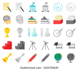 School and education cartoon,monochrom icons in set collection for design.College, equipment and accessories vector symbol stock web illustration.