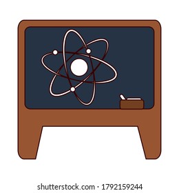school education chalkboard atom drawn line and fill style icon vector illustration