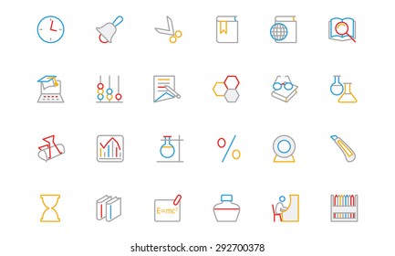 
School and Education Colored Outline Vector Icons 5

