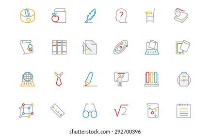 
School and Education Colored Outline Vector Icons 3
