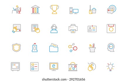 
School and Education Colored Outline Vector Icons 4
