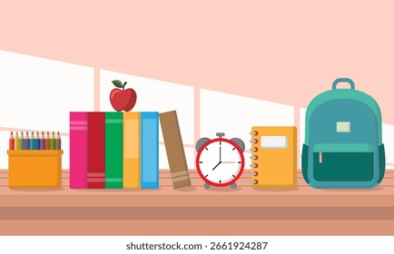School and education concept. Back to school. Vector illustration in flat style