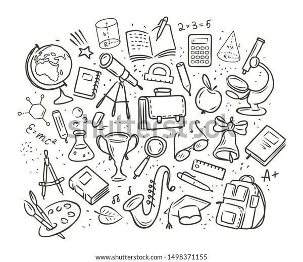 School,\
education concept. Hand drawn vector\
illustration