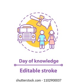 School education concept icon. September 1st. Schoolchildren. Day of knowledge idea thin line illustration. Back to school. Vector isolated outline drawing. Editable stroke