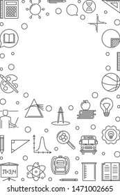 School and Education concept minimal vertical outline frame or banner. Vector illustration