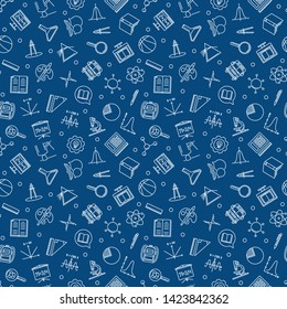 School and Education concept outline vector seamless pattern