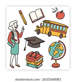Escuela y Educación Doodle Set 