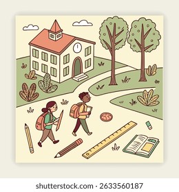 School and Education Doodle Set 