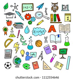 School education doodle set , hand drawn vector design elements