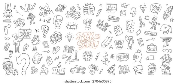 conjunto de doodle da educação escolar , desenho à mão lápis desenhos fundo