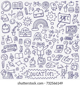 school education - doodle set , isolated hand drawn vector design elements