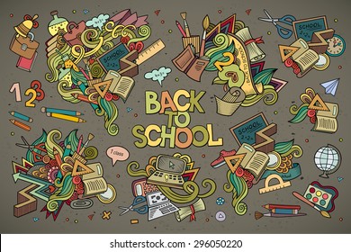 School and education doodles hand drawn vector symbols and objects