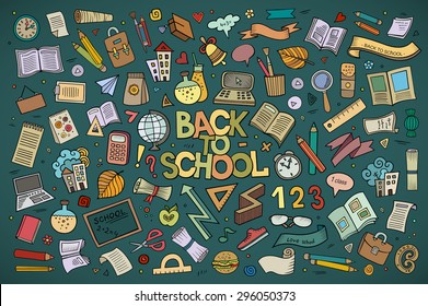 School and education doodles hand drawn vector symbols and objects