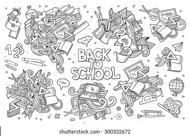 School and education doodles hand drawn sketchy vector symbols and objects