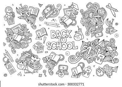 School and education doodles hand drawn sketchy vector symbols and objects