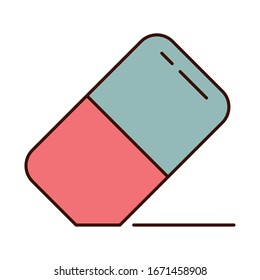 school education eraser supply vector illustration line and fill style icon
