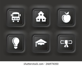 School and Education Experience on Black  Bevel Square Buttons