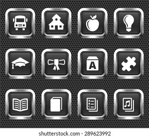 School and Education Experience on Black Square Buttons