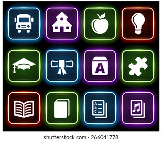 School and Education Experience on Glow Round Buttons