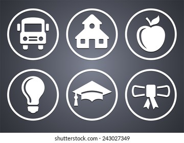 School and Education Experience on Grey Round Buttons