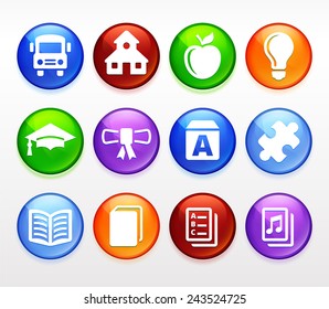 School and Education Experience on Multi Color Round Buttons