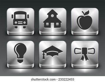 School and Education Experience on Silver Square Buttons