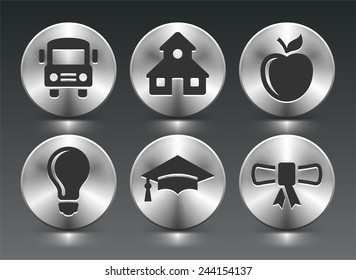 School and Education Experience on Silver Round Buttons