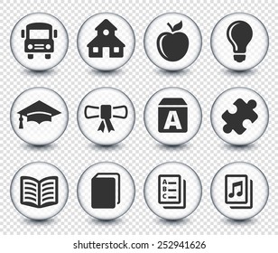 School and Education Experience on Transparent Round Buttons