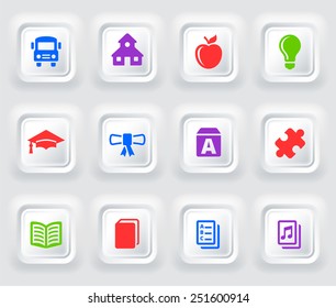 School and Education Experience on White Bevel Square Buttons