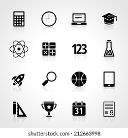 School and education flat design icons set