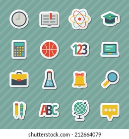 School and education flat design icons set