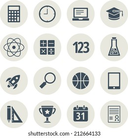 School and education flat design icons set