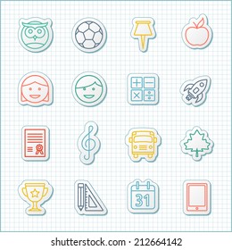 School and education flat design icons set