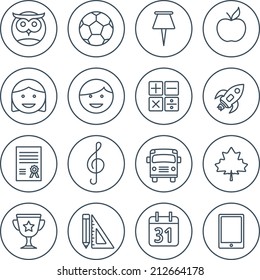 School and education flat design icons set