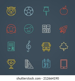 School and education flat design icons set