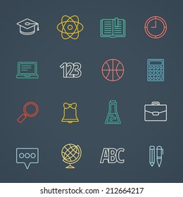 School and education flat design icons set