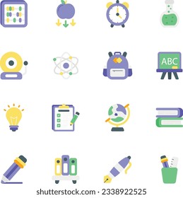 School and Education Flat Icons Design Sets