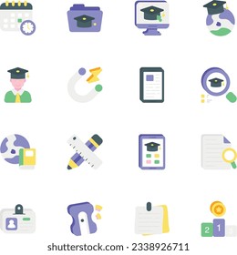 School and Education Flat Icons Design Set